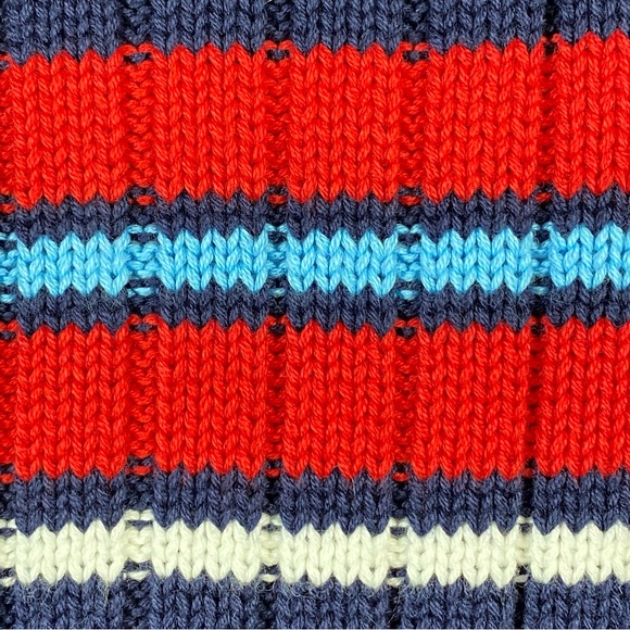 Knit Sweater Men’s Large Chunky Bombardier Key West 1/4 Zip Striped Blue Red - Picture 3 of 13